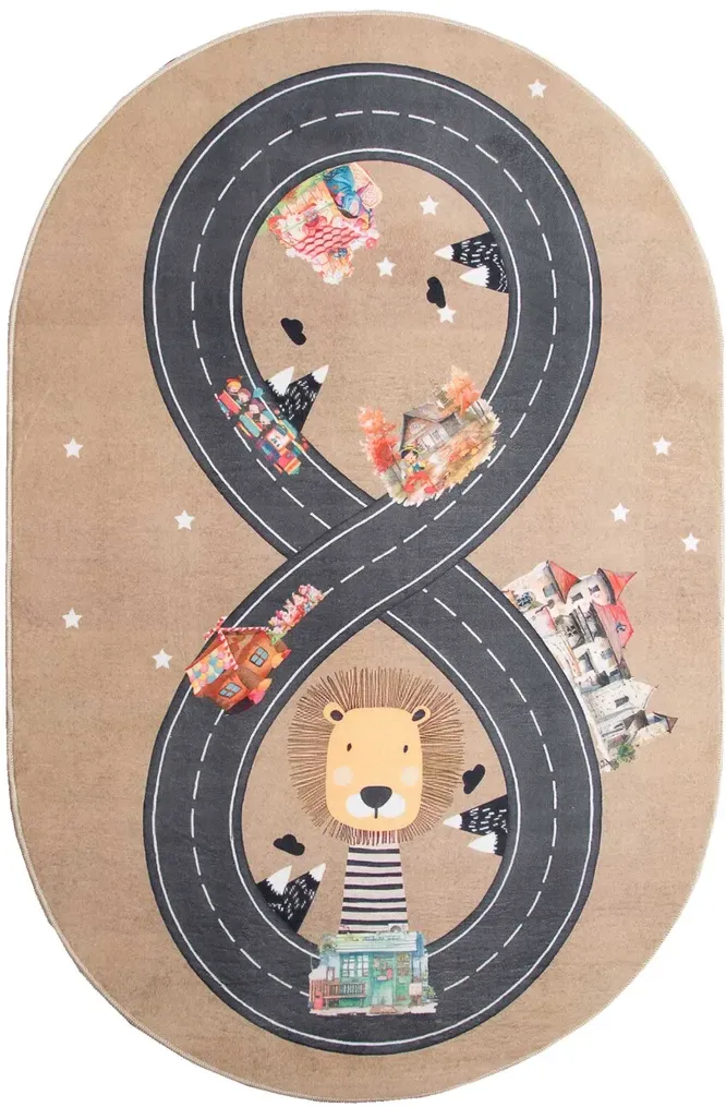 Dywan dla dzieci owal Kids KM046 tor wyścigowy